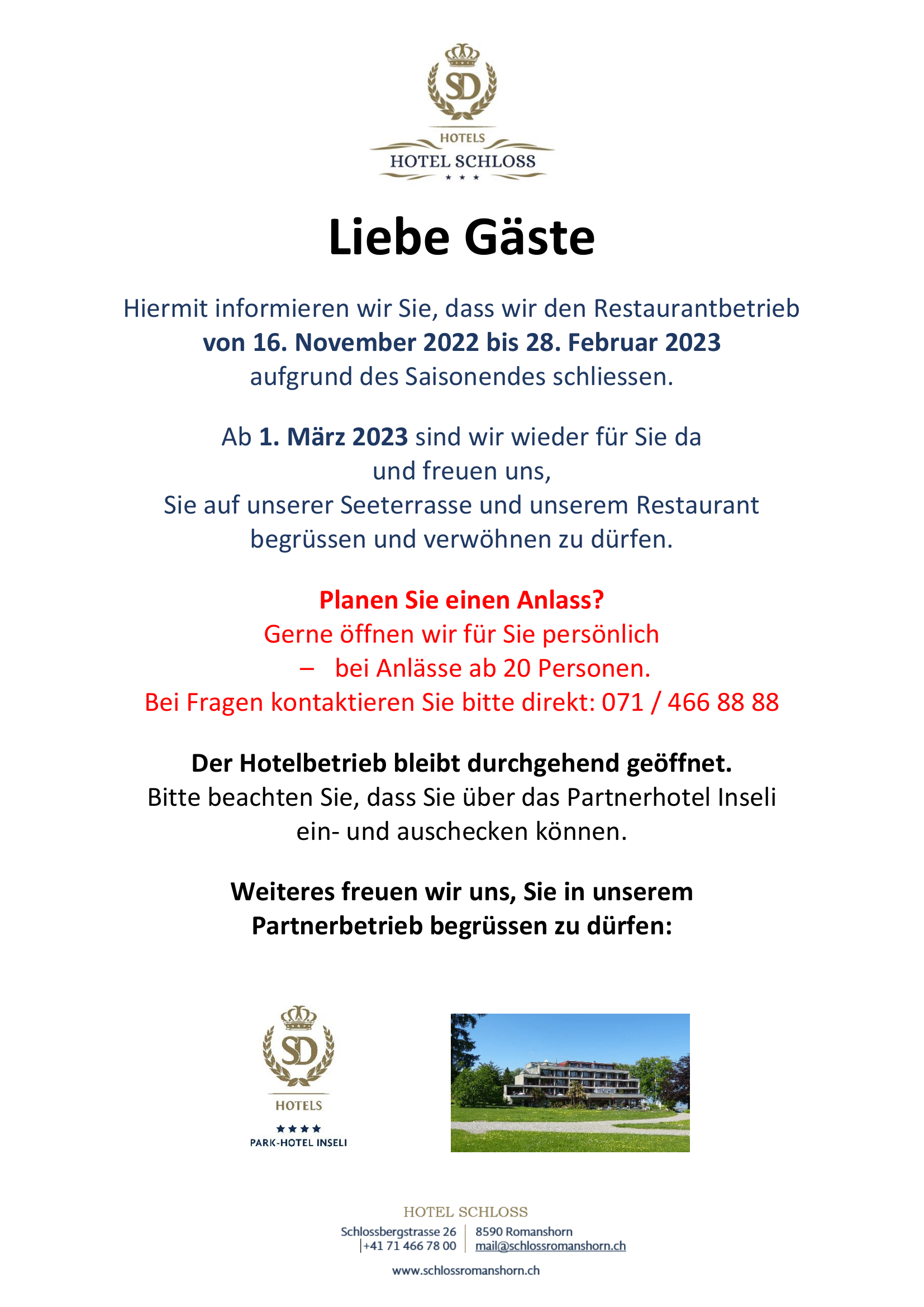 Liebe Gäste_Saisonende Schloss-1